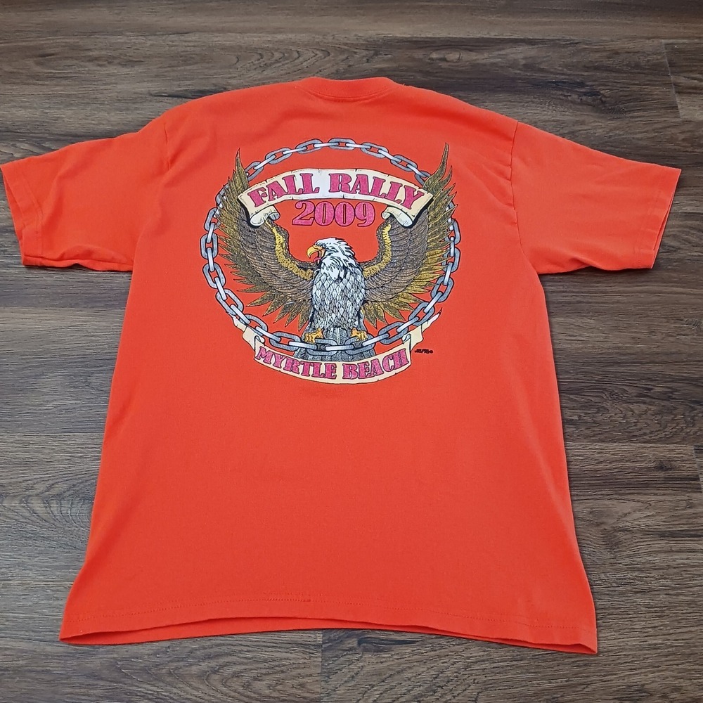 Daytona‎ Beach Fl Fall Rally Eagle 2009 Orange Hanes Shirt Size Medium